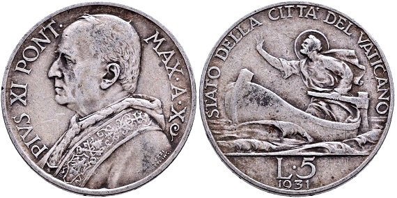 1931 Vatican 5 Lire
